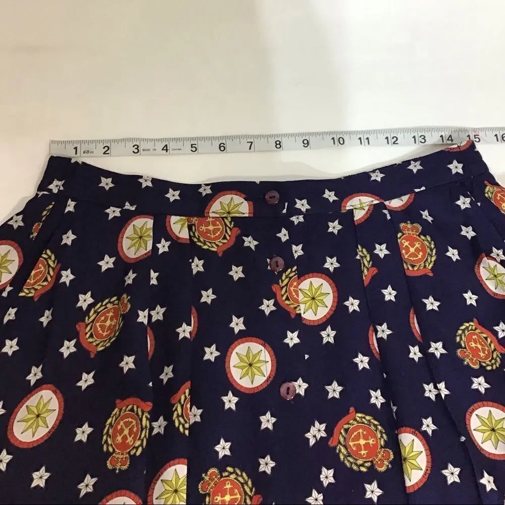 Vintage Pendleton Skirt Blue Nautical Print Button Down Knee Skirt Size 12